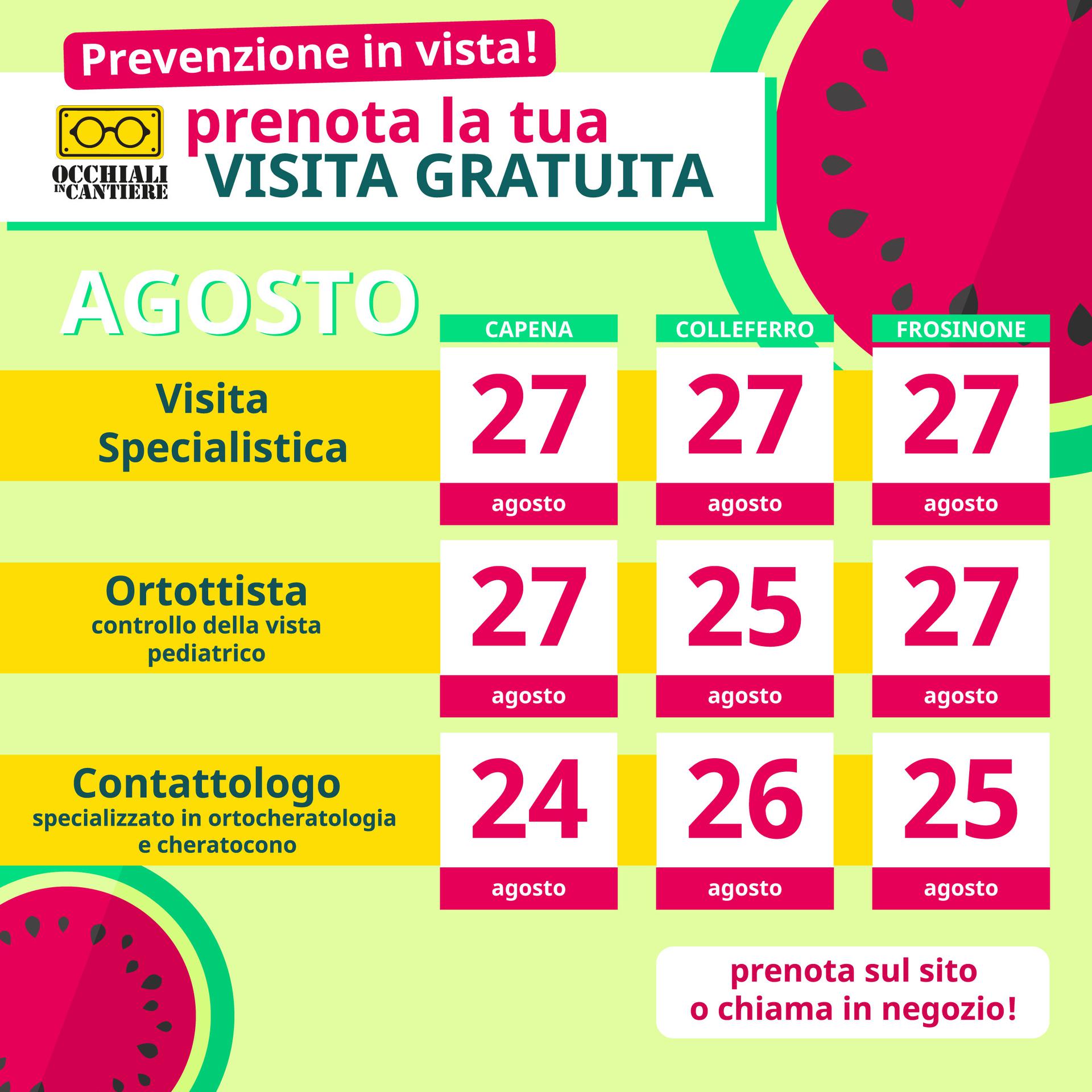 Locandina con date appuntamenti